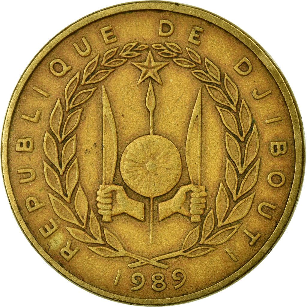 Djibouti | 500 Francs Coin | Knife | Spear | Shield | Laurel Wreath | Km:27 | 1989 - 2010