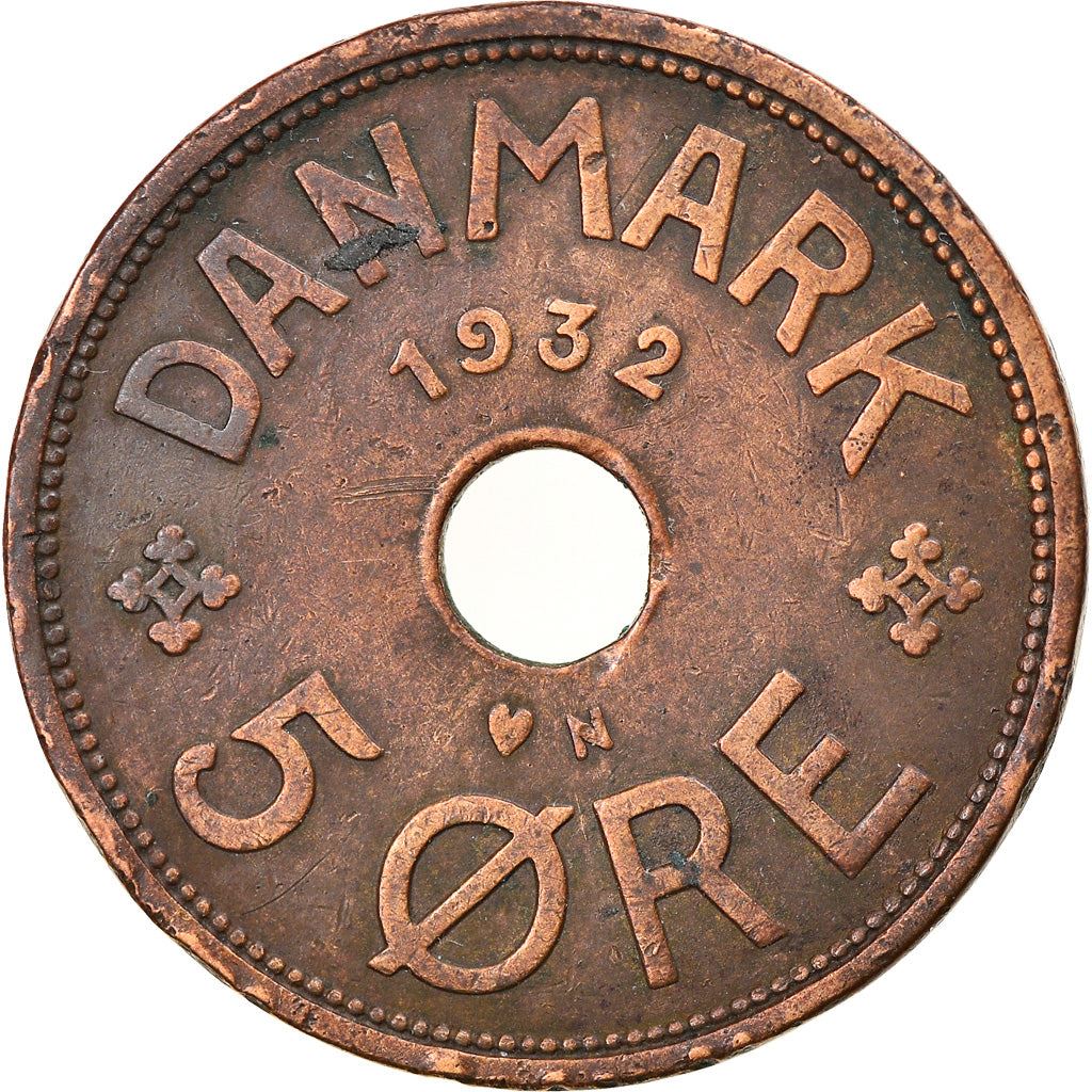 Denmark | 5 Ore Coin | Monogram | Km:828 | 1927 - 1940