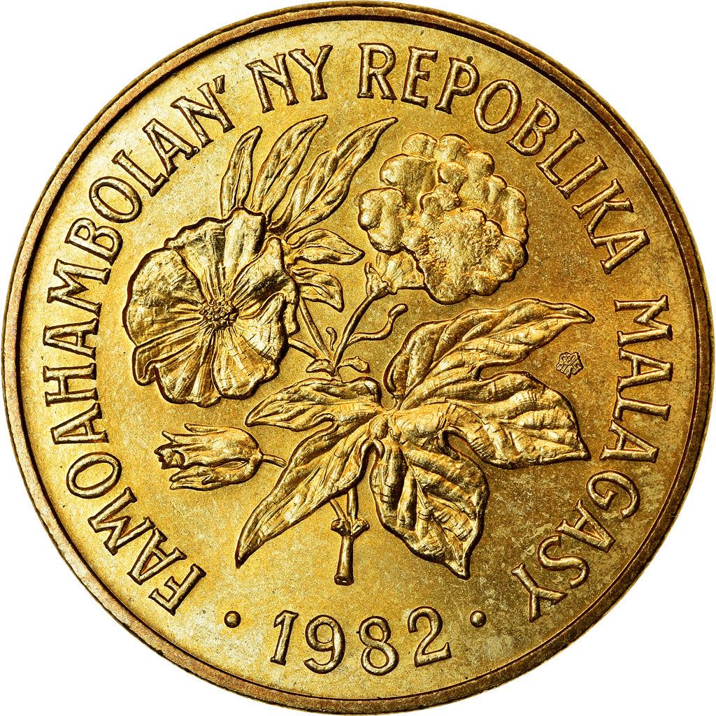 Madagascar | 20 Francs / 4 Ariary Coin | Zebu | Cotton | Km:12 | 1970 - 1989