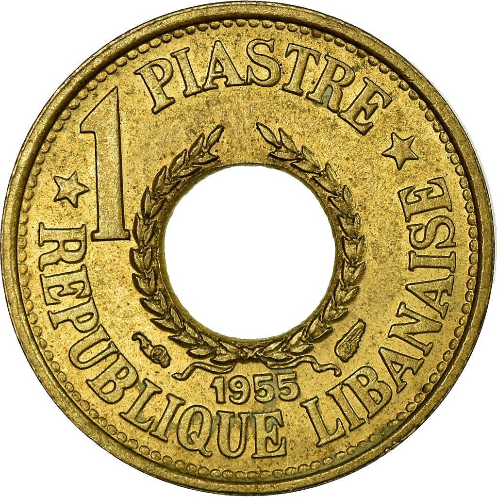 Lebanon | 1 Qirsh / Piastre Coin | Aluminium Bronze | Wreath | Km:19 | 1955