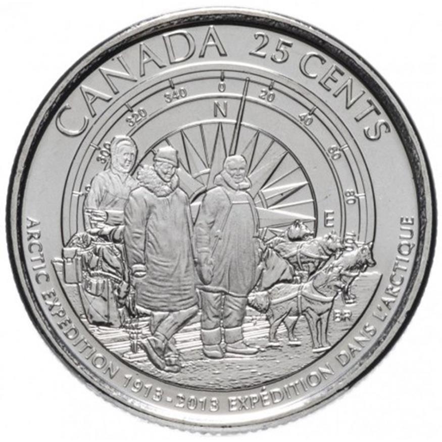 Canada | 25 Cents Coin | Arctic Expedition | Nickel plated copper | KM:1547 | 2013
