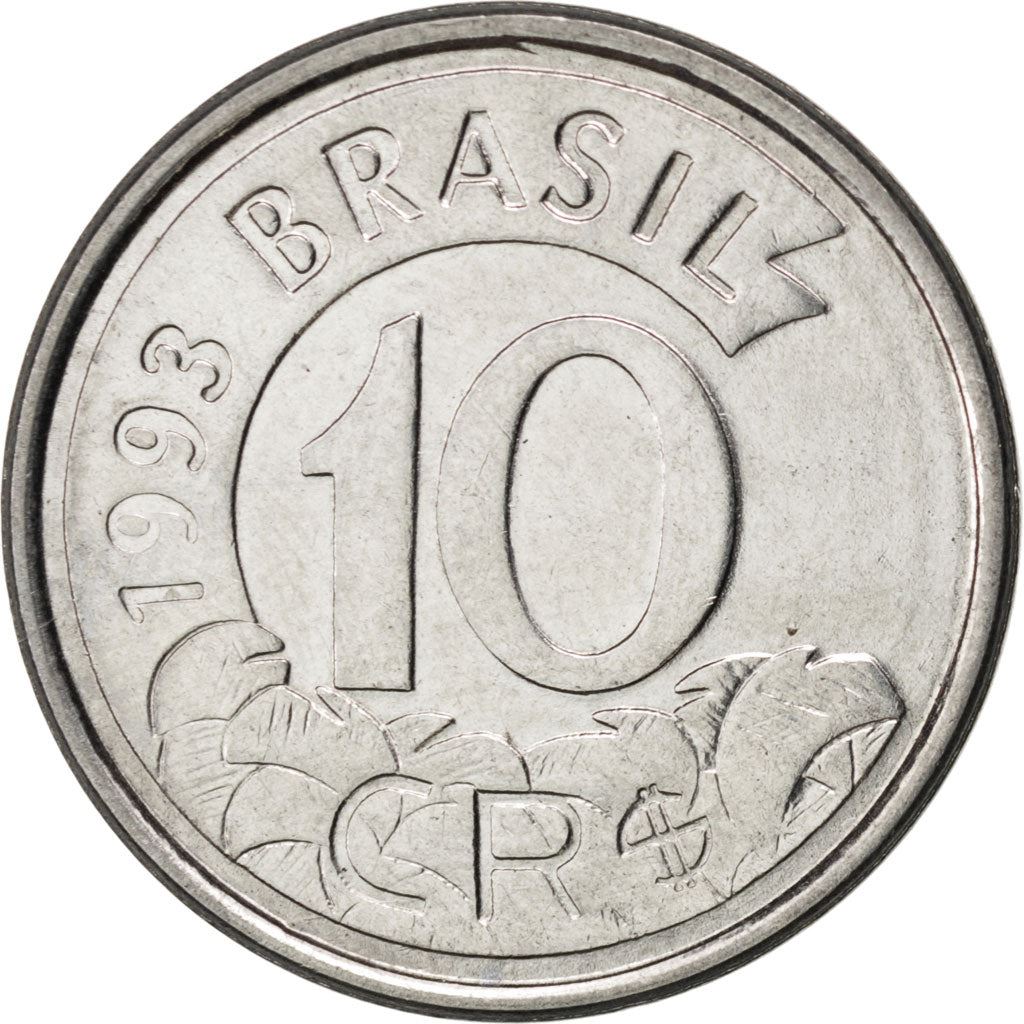 Brazil 10 Cruzeiros Reais Coin KM628 1993 - 1994