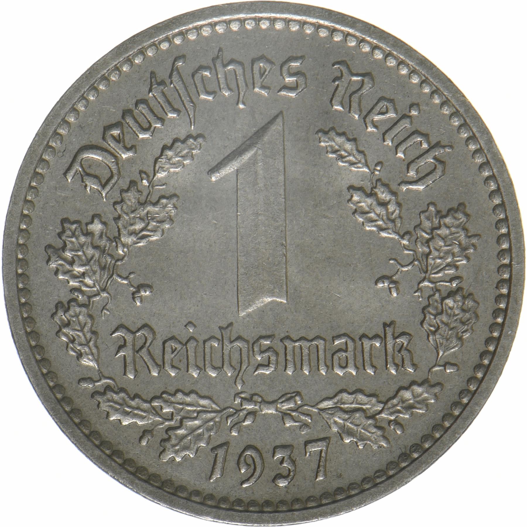 Germany | 1 Reichsmark Coin | Nickel | 1937 "J" Mintmark | KM:78 | D: 23 mm | W: 4.85 g