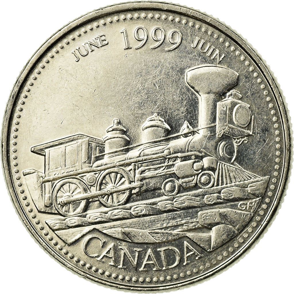 Canada | 25 Cents Coin | Steam Locomotive | Nickel | KM:347 | 1999