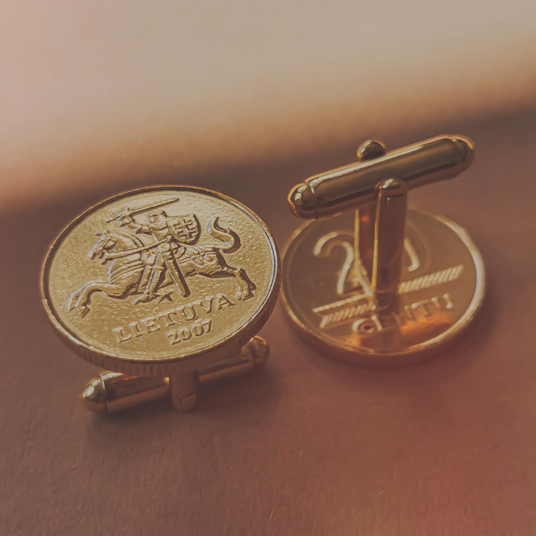 LTU107 | Coin Cufflink | Gold | 18K Gold | Lithuania | 20 Cents | 1997 - 2014