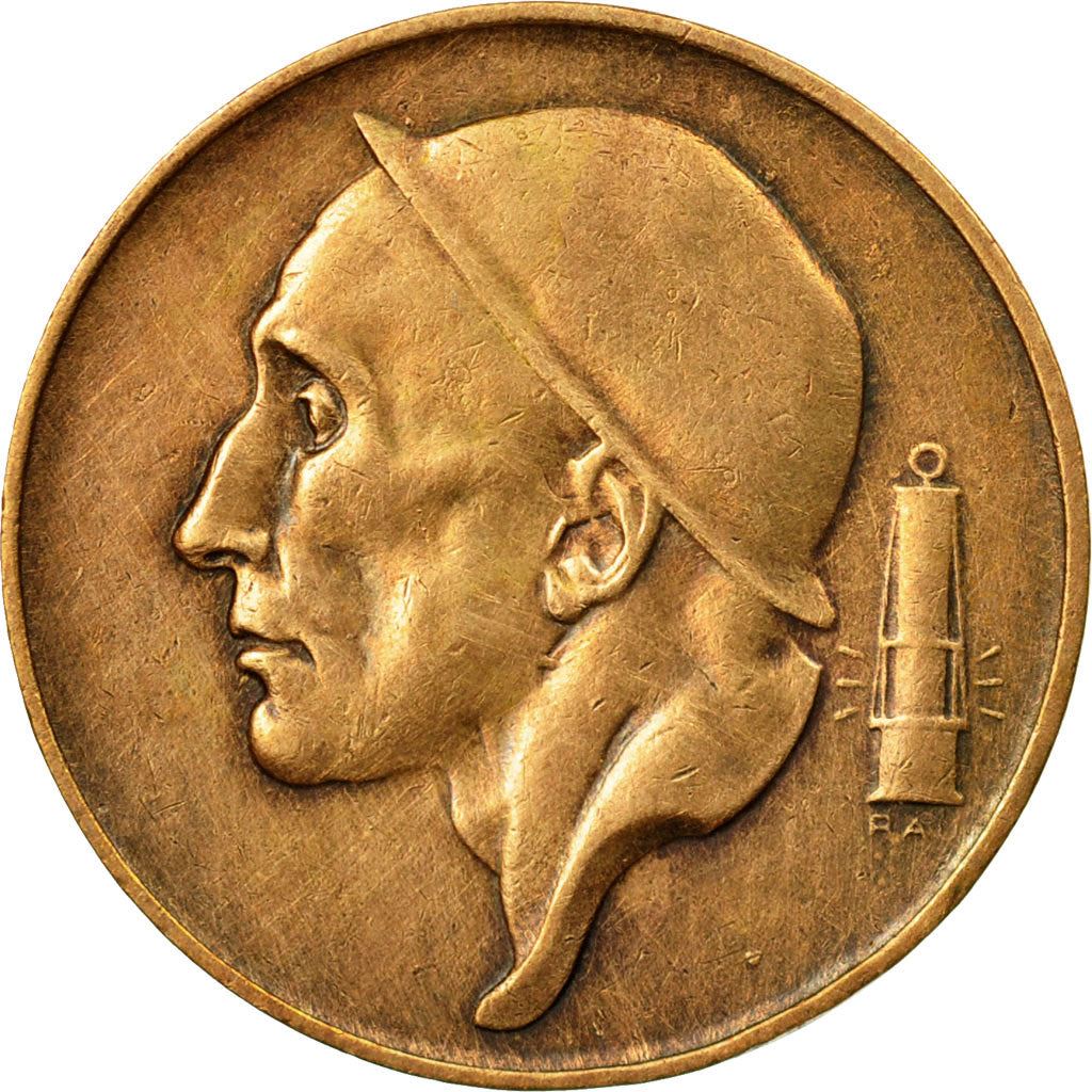 Belgium | 50 Centimes Coin | Miner | Lamp | Crown | Wings | Km:144 | 1952 - 2001