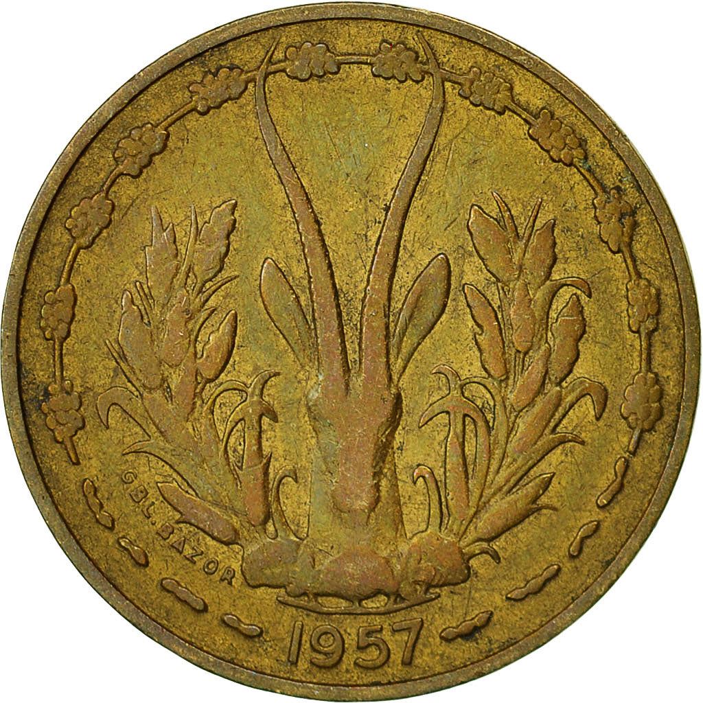 French West Africa | 10 Francs Togo Coin | Sawfish | Gazelle | Maize | Km:8 | 1957