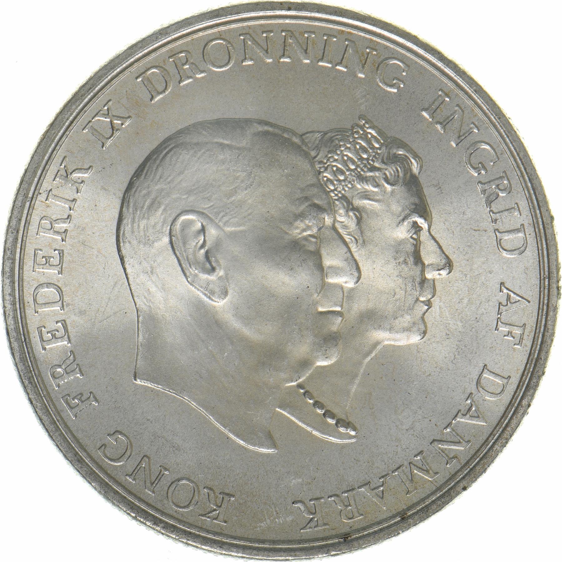 Denmark | 5 Kroner Coin | Silver | Silver Wedding Anniversary | KM:852 | 1960
