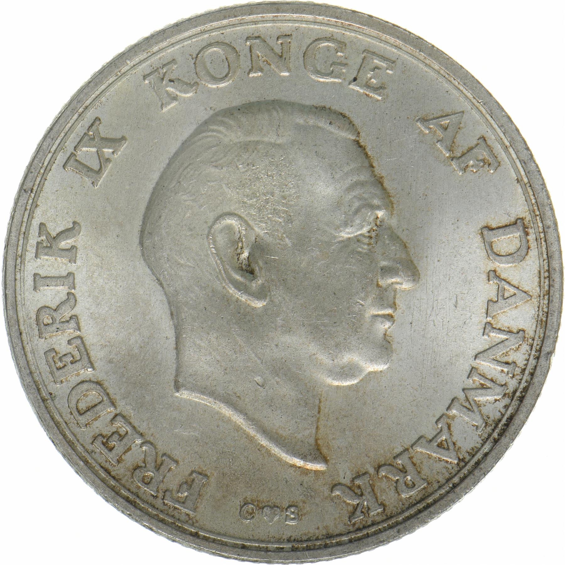 Denmark | 2 Kroner Coin | Silver | Princess Margrethe's 18th Birthday | KM:845 | 1958