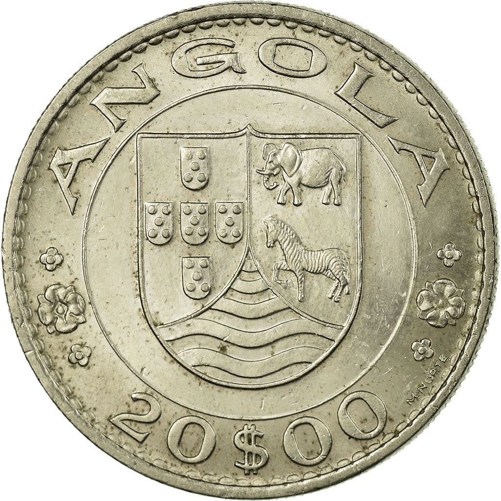 Angola | 20 Escudos Coin | Horse | Elephant | Shield | Km:80 | 1971 - 1972
