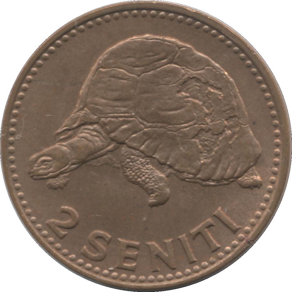 Tonga | 2 Seniti Mønt | Dronning Tupou III | Skildpadde | Km:5 | 1967