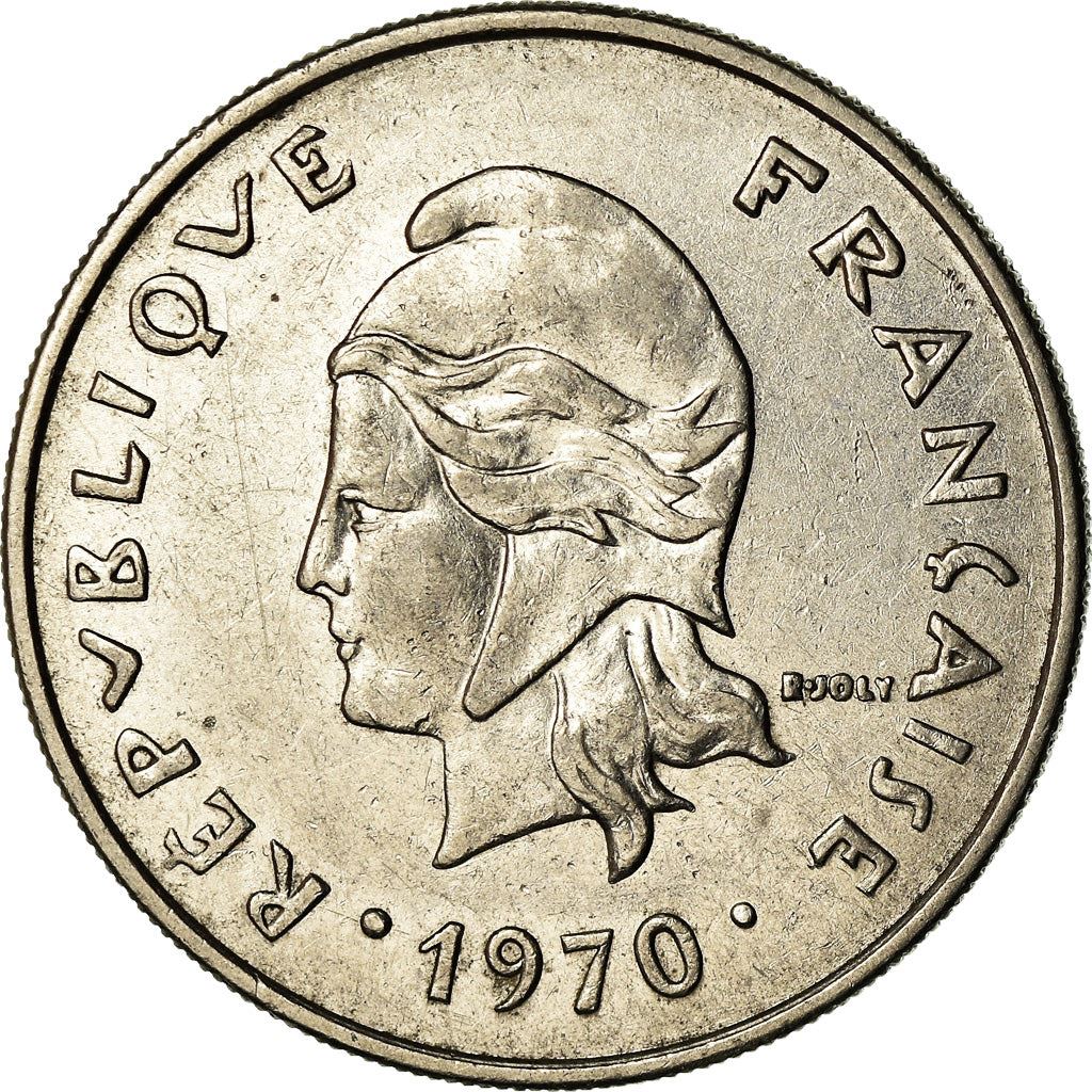 New Hebrides | 20 Francs Coin | Marianne | Native Mask | Snails | Km:3.1 | 1967 - 1970