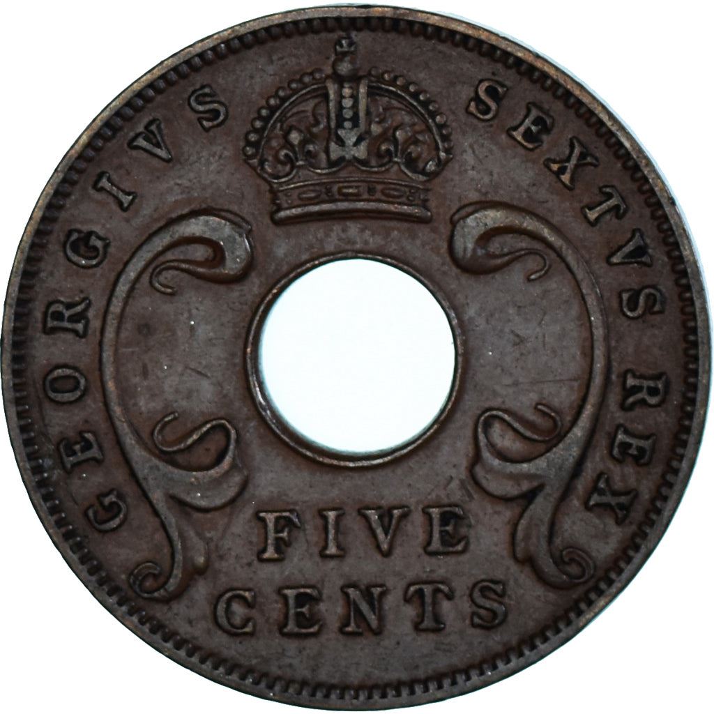 East Africa | 5 Cents Coin | Crown | Tusks | Km:33 | 1949 - 1952