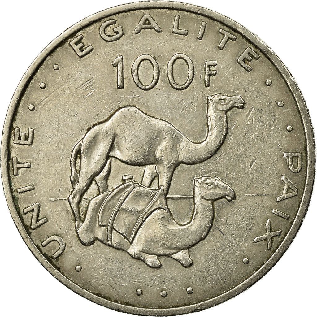 Djibouti | 100 Francs Coin | Knife | Spear | Shield | Dromedary Camels | Km:26 | 1977 - 2017
