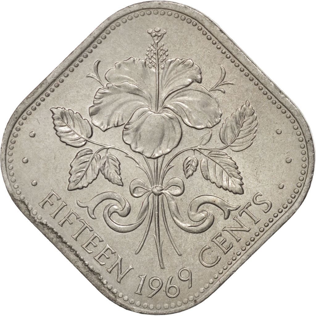 The Bahamas | 15 Cents Coin | Hibiscus | Copper-nickel | KM:5 | 1966-1970