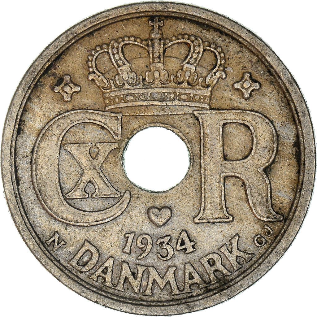 Denmark | 25 Ore Coin | Monogram | Km:823 | 1924 - 1947