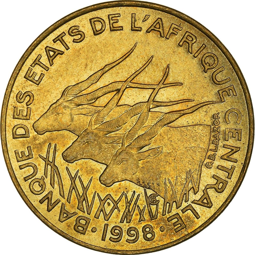 Central African States | 10 Francs Cfa Coin | Antelope | Crops | Km:9 | 1974 - 2003