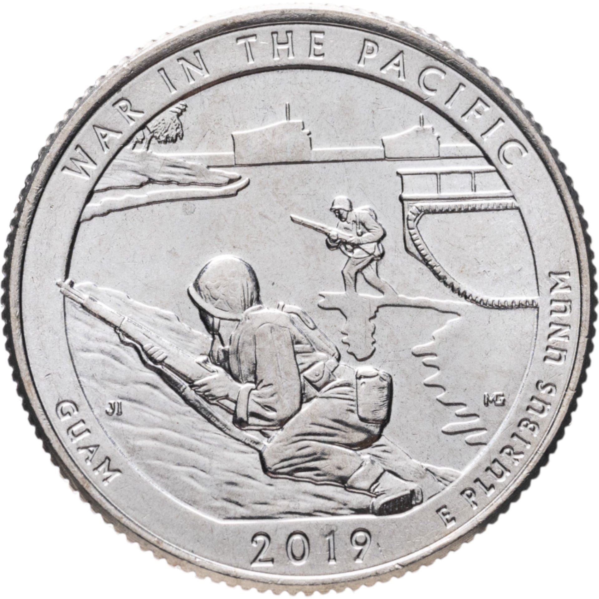 United States | ¼ Dollar Coin | Copper-nickel clad copper | War in the Pacific National Historical Park, Guam | KM:696 | 2019