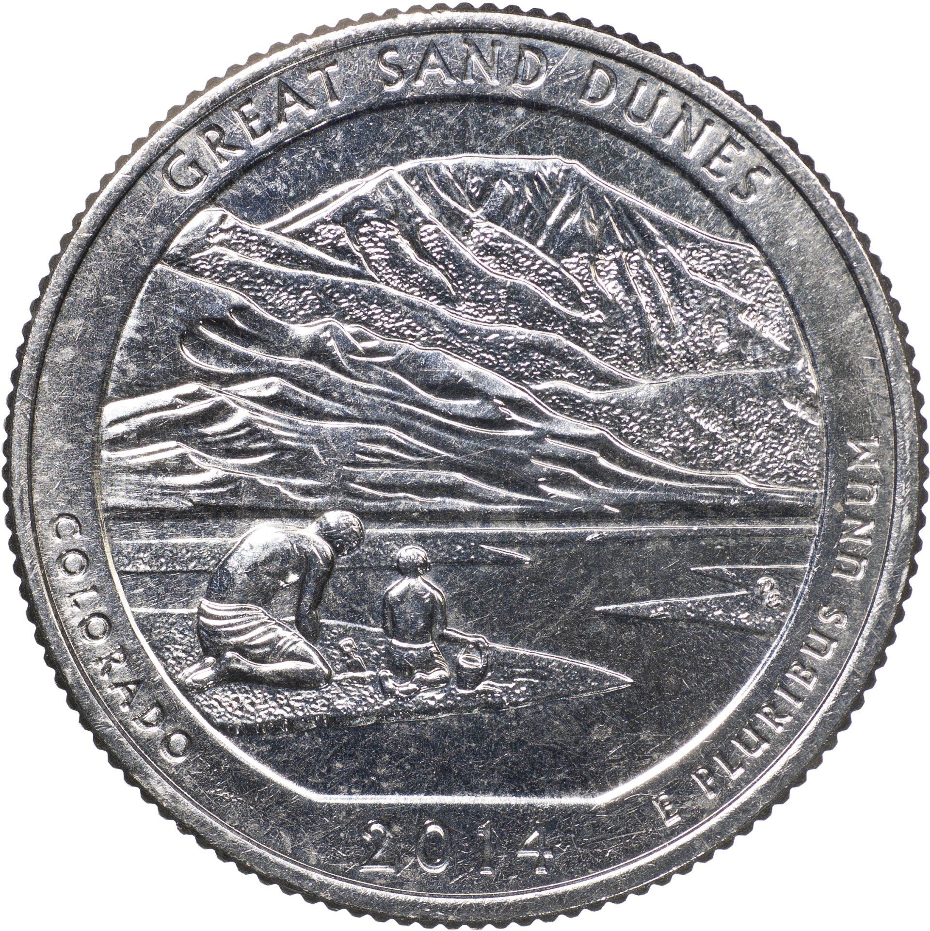 United States | 1/4 Dollar Coin | Great Sand Dunes | KM:569 | 2014