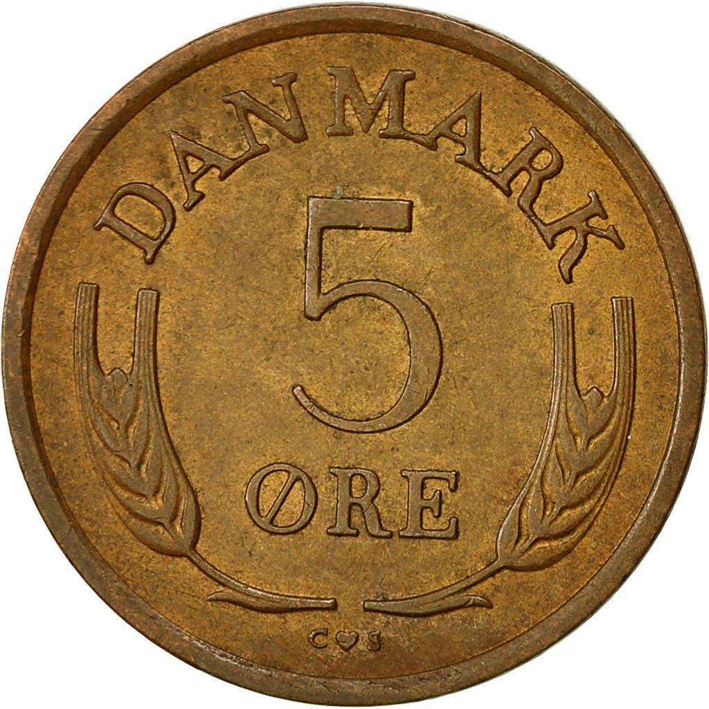 Denmark | 5 Ore Coin | Monogram | Km:848 | 1960 - 1972