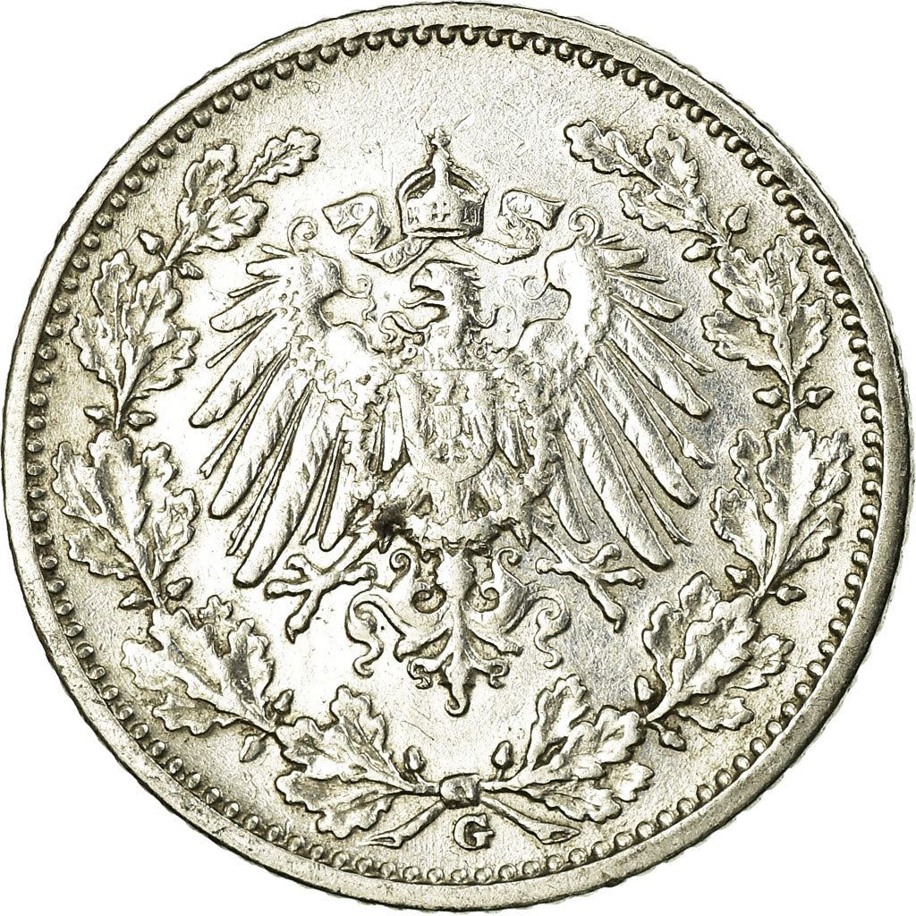 German Empire 1/2 Mark Coin | Deutsches Reich | Wilhelm II | Type 2 | KM17 | 1905 - 1919