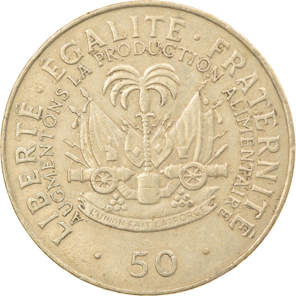 Haiti | 50 Centimes Coin | Jean-Claude Duvalier | Cannon | Km:101A | 1975 - 1985