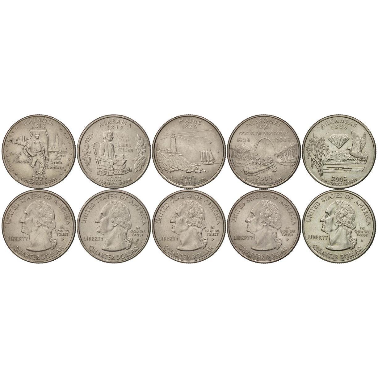 United States | 5 Coin Set | 1/4 Dollar | 2003