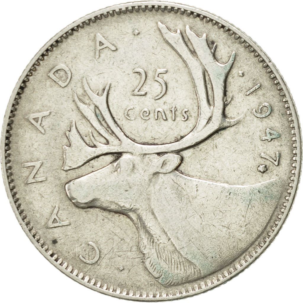 Canada | 25 Cents Coin | Silver | KM:35 | 1937-1947