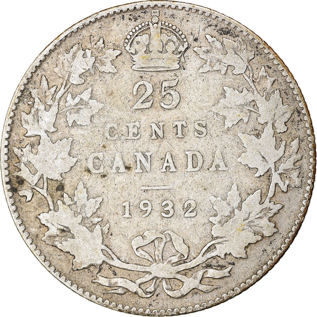 Canada | 25 Cents Coin | Silver | Crown | Wreath | KM:24a | 1920-1936