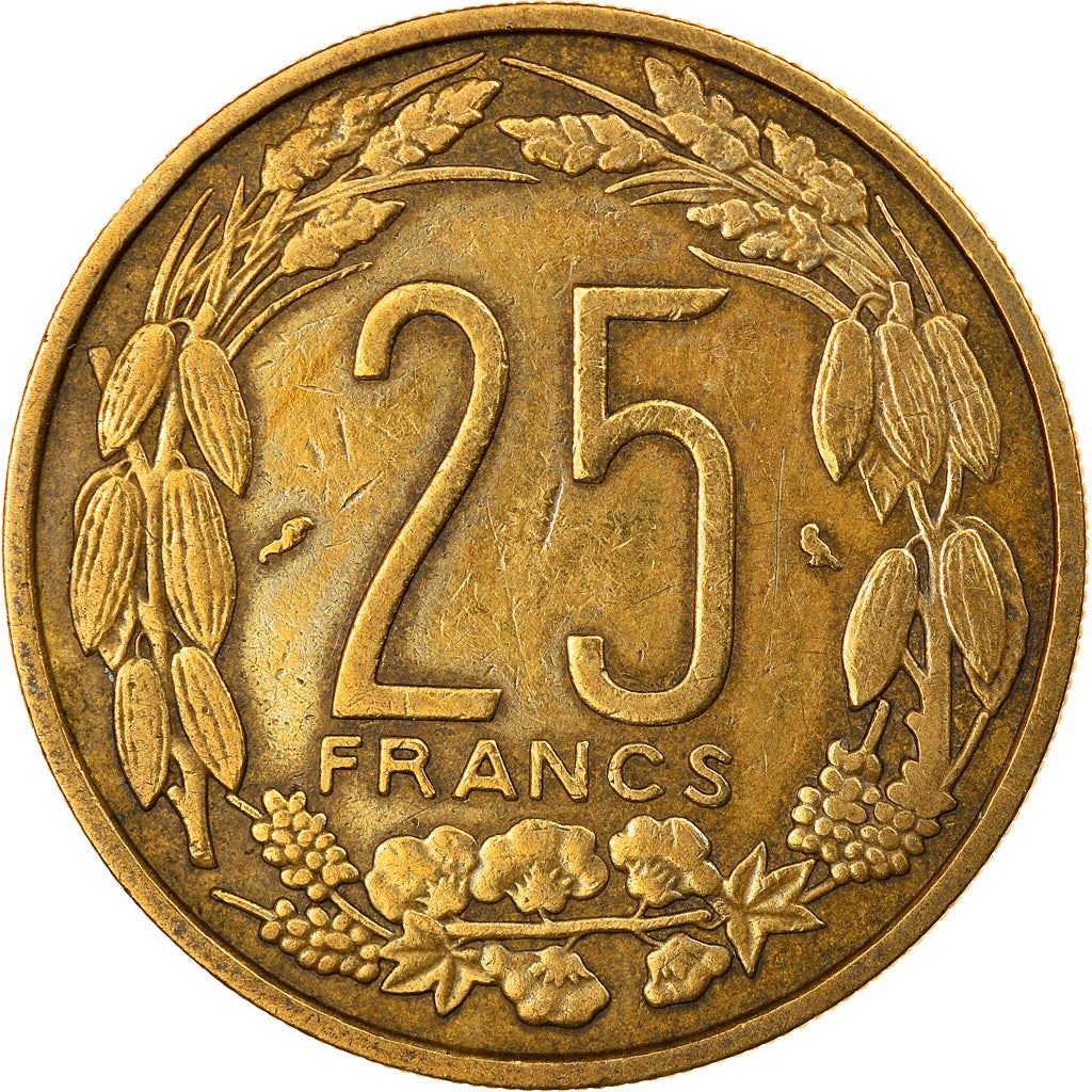 Central African States | 25 Francs Cfa Coin | Antelope | Crops | Km:4 | 1962