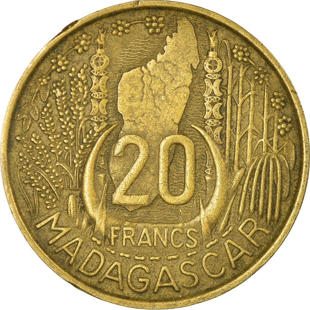 Madagascar | 20 Francs Coin | Marianne | Cargo Ships | Map | Horns | Km:7 | 1953