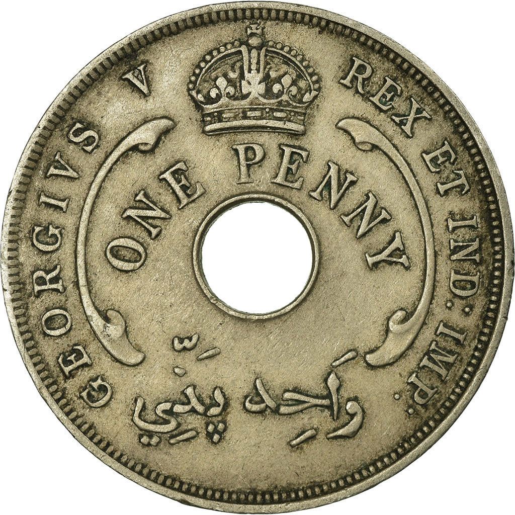 British West Africa | 1 Penny Coin | Crown | Hexagram | Km:9 | 1912 - 1936