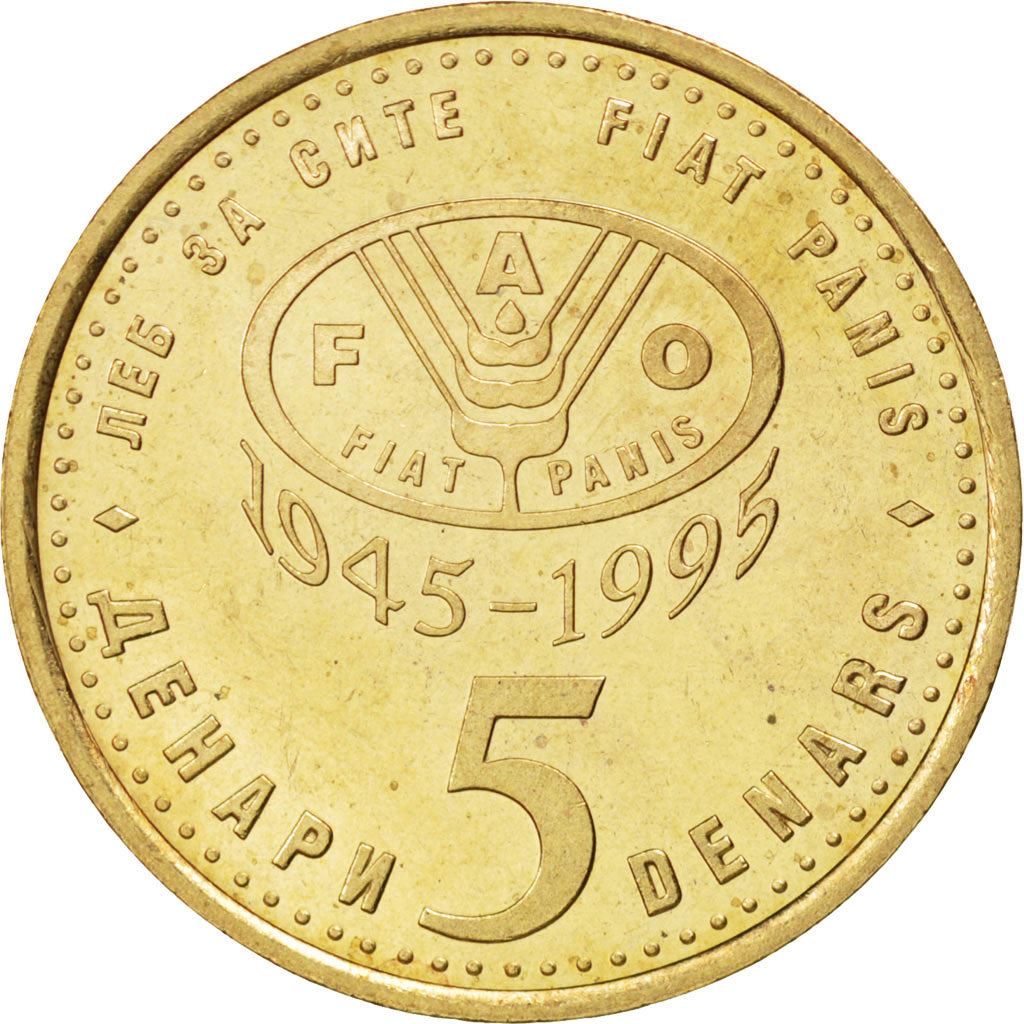 North Macedonia 5 Denari Coin | FAO | Lynx | KM7 | 1995