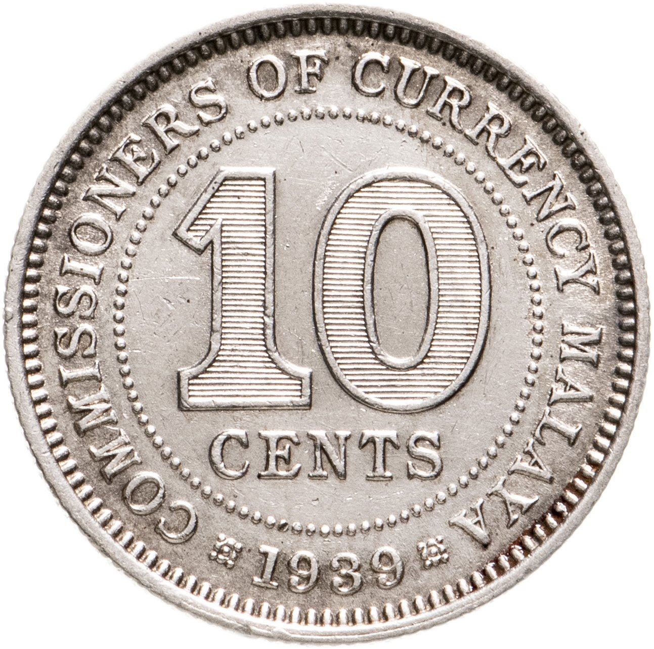 Malaya | 10 Cents Coin | George VI | Km:4 | 1939 - 1941