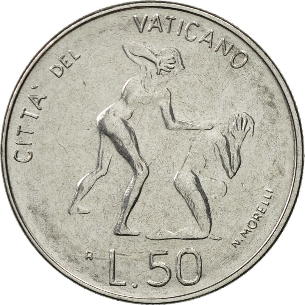 Vatican City | 50 Lire Coin | Adam and Eve | Acmonital | KM:172 | 1983