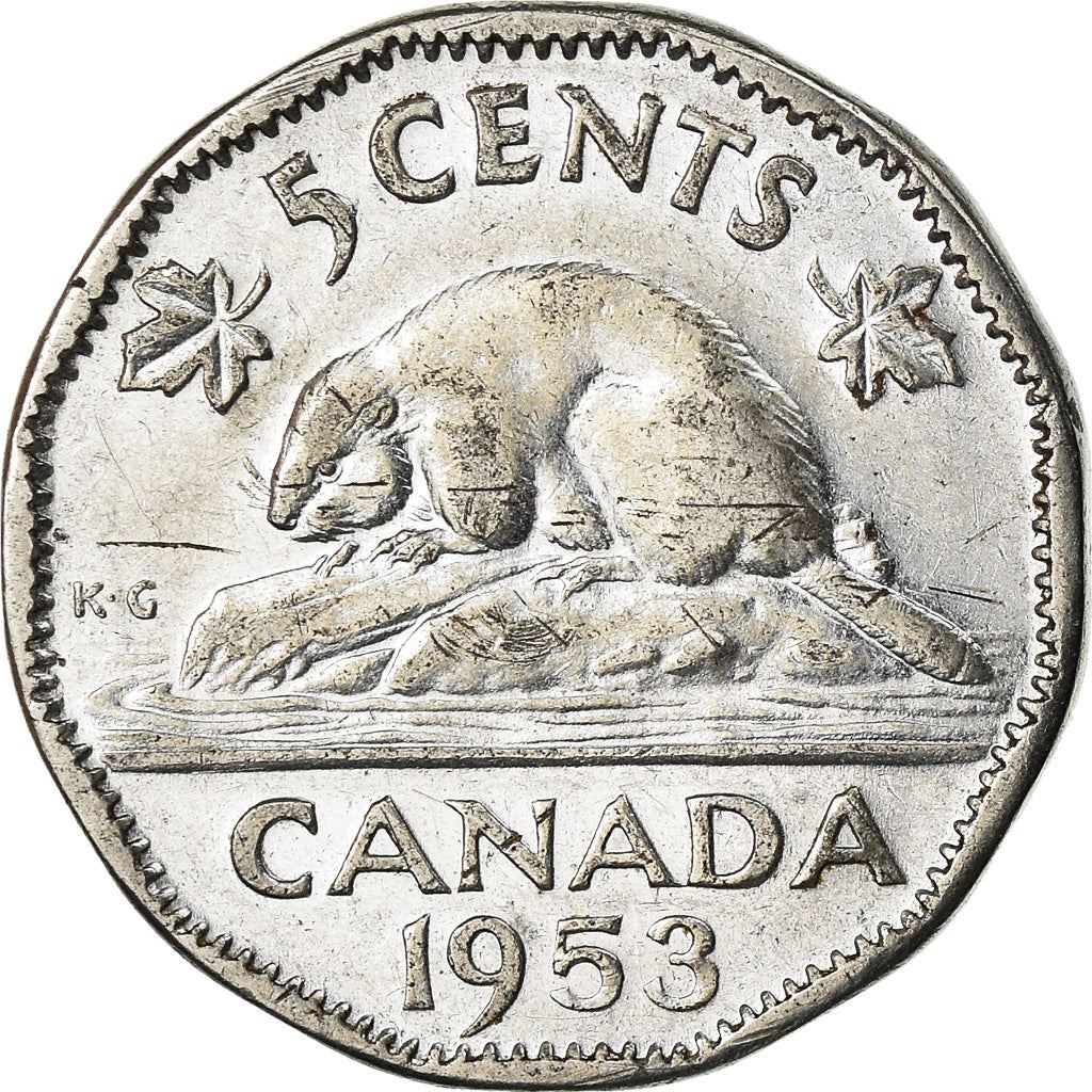 Canada | 5 Cents Coin | Chromium plated steel | 1st portrait | KM:50 | 1953-1954