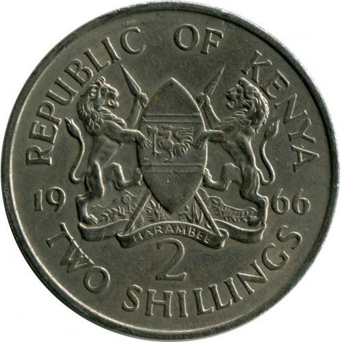 Kenya 2 Shillings Coin | KM6 | 1966 - 1968