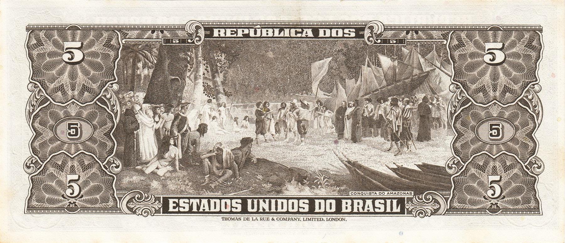 Brazil | 5 Cruzeiros Banknote | 1962 - 1964 | José Maria da Silva Paranhos | Conquista do Amazonas