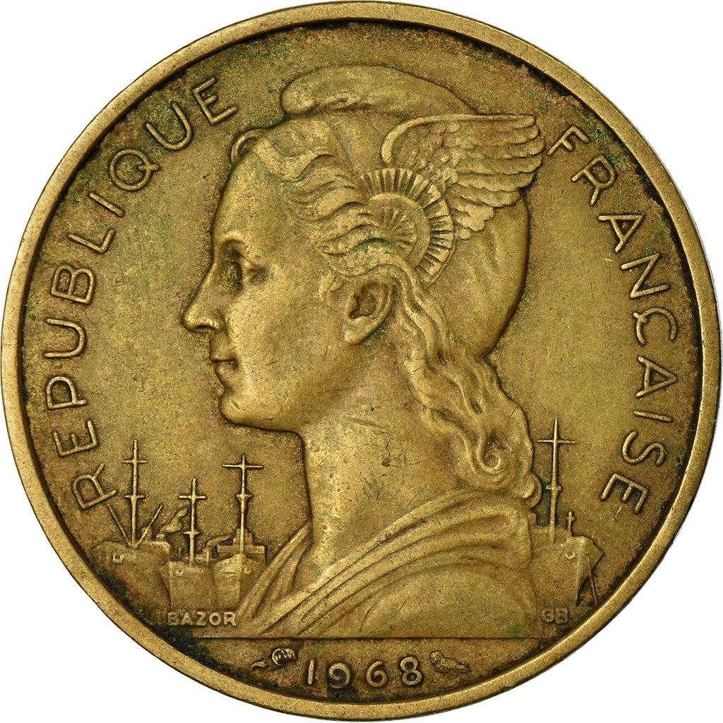 Afars and Issas | 20 Francs Coin | Marianne | Dhow | Ocean Liner | Km:15 | 1968 - 1975
