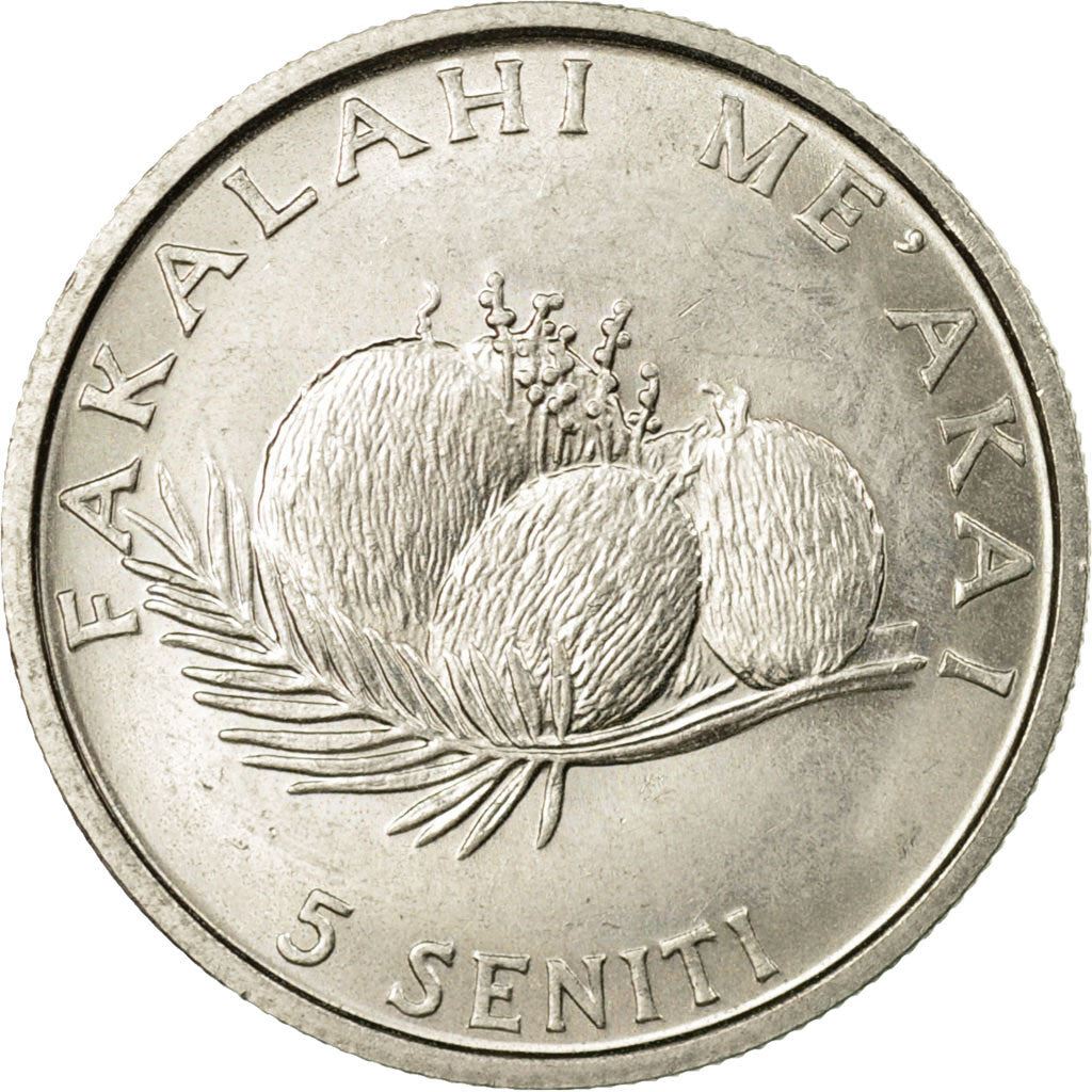 Tonga | Moneta da 5 Seniti | Gallo | Pollo | Cocco | FAO | Km:68 | 1981 - 1996