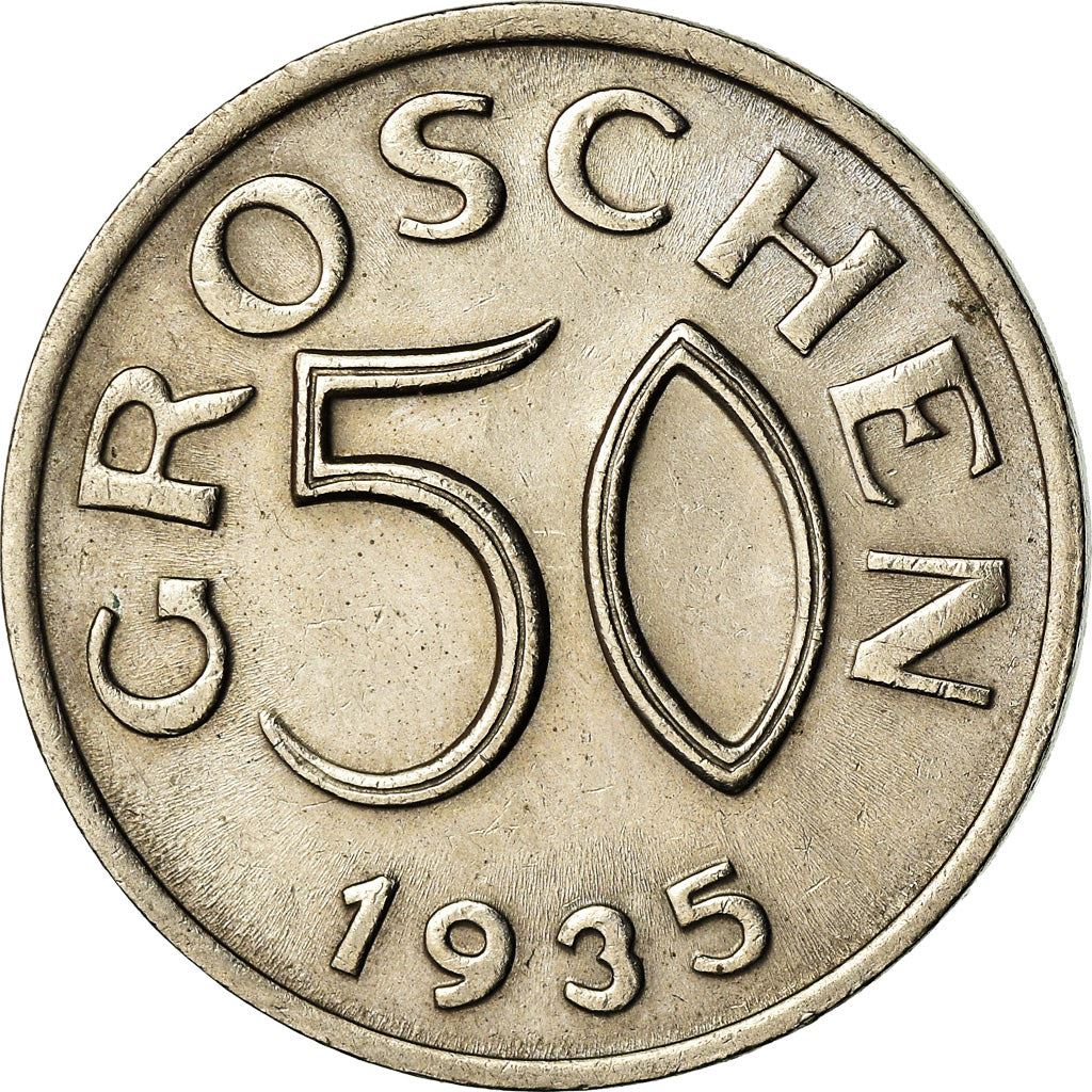 Austria | 50 Groschen Coin | Copper-nickel | Double-headed eagle | KM:2854 | 1935 - 1936