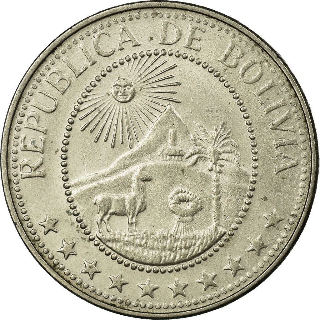 Bolivia | 20 Centavos | Nickel clad steel | Coat of Arms | KM:189 | 1965-1973