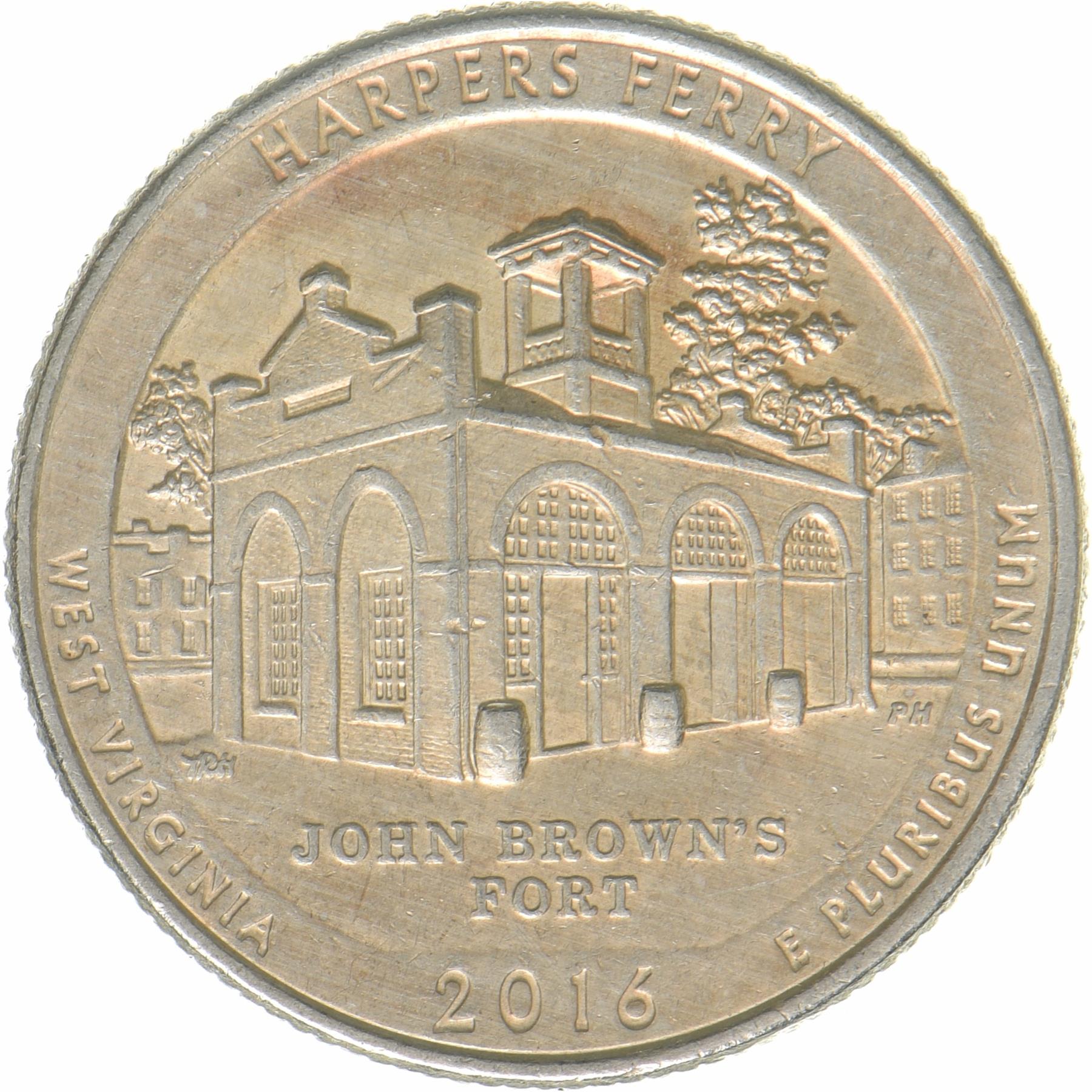 United States | 1/4 Dollar Coin | Harpers Ferry Park | KM:637 | 2016