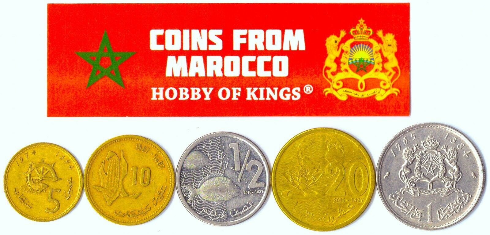 5 Mixed Coins From Morocco | Santimat - Dirham | 1957 - 2018