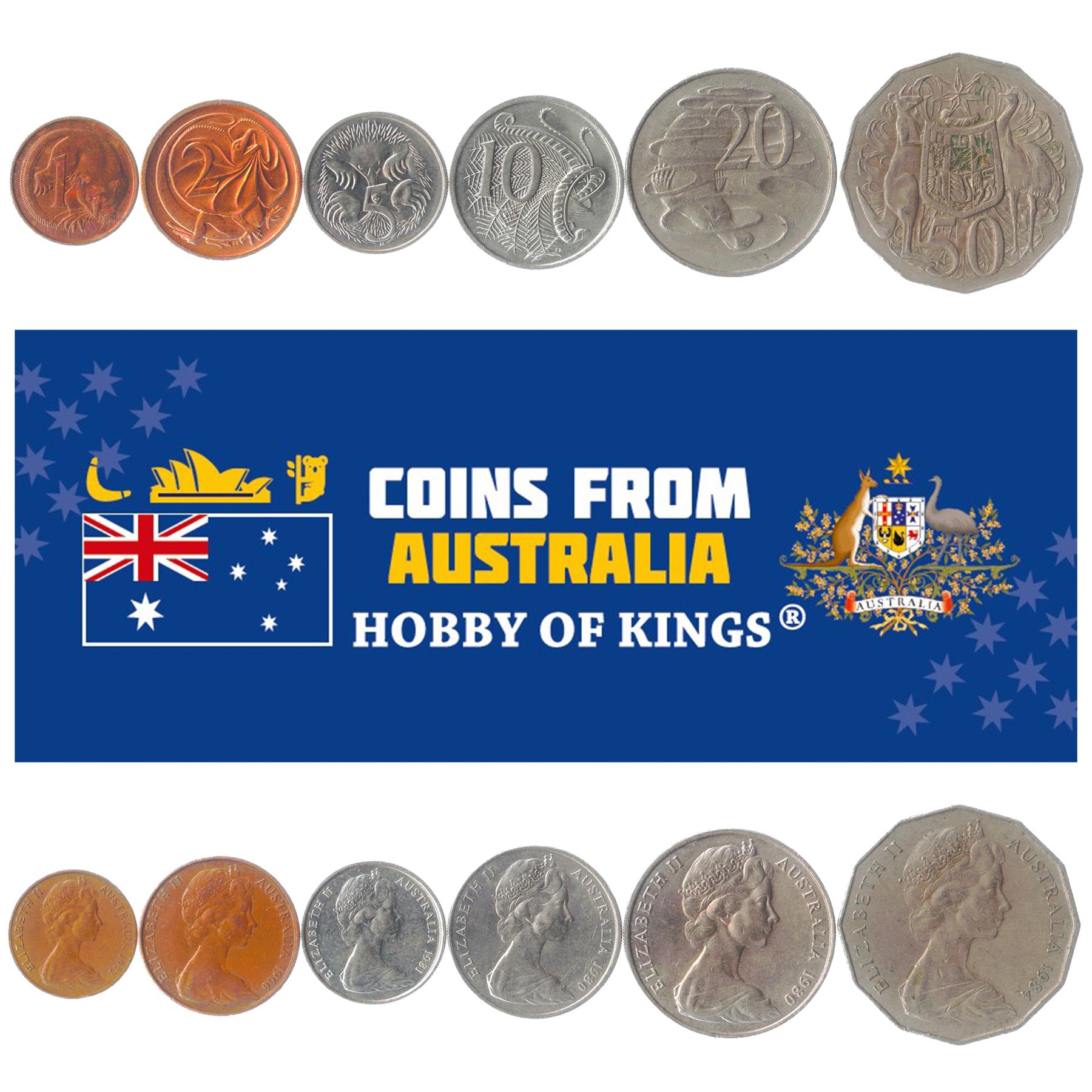 Australia | 6 Coin Set | 1 Cent 2 5 10 20 50 Cents | 1966 - 2019