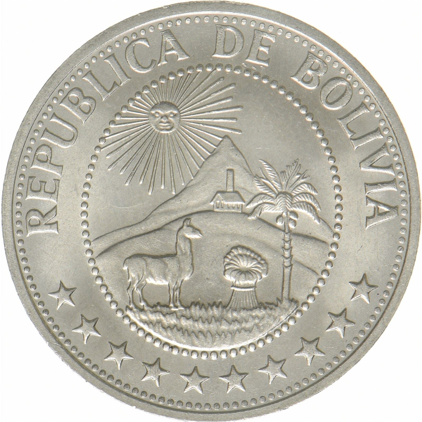 Bolivia | 1 Peso Boliviano Coin | FAO | Nickel clad steel | KM:191 | 1968