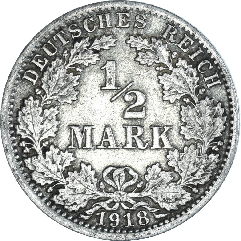 German Empire 1/2 Mark Coin | Deutsches Reich | Wilhelm II | Type 2 | KM17 | 1905 - 1919
