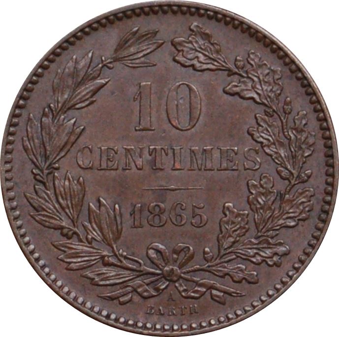 Luxembourg Coin Luxembourger 10 Centimes Coin | Willem III | KM23 | 1854 - 1870