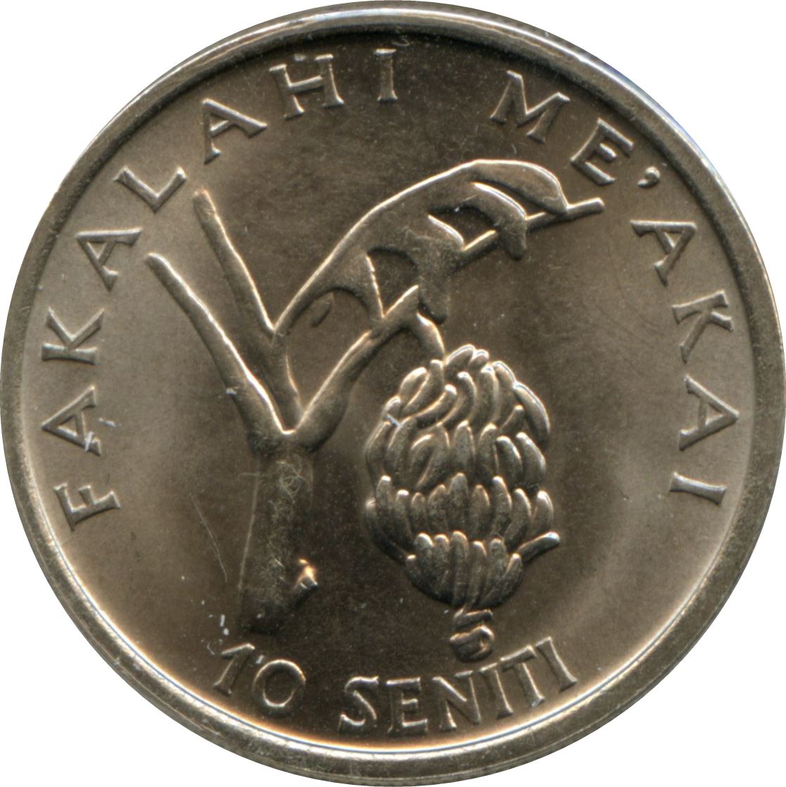 Tonga | Moneta da 10 Seniti | Re Tupou IV | Banana | FAO | Km:69 | 1981 - 1996