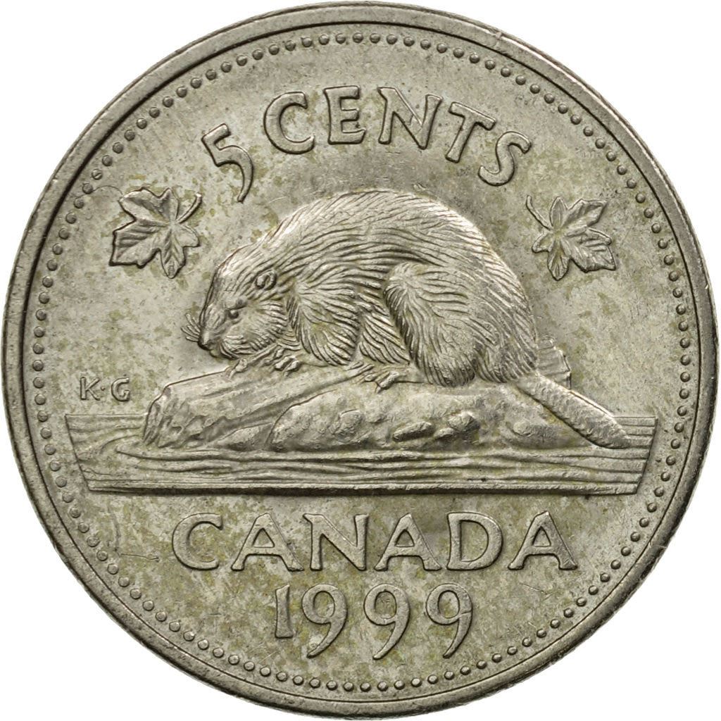Canada | 5 Cents Coin | Copper-nickel | 3rd portrait | KM:182 | 1990-2001